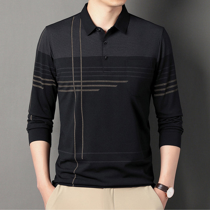 Herrar polo t-shirt med modern mönsterblandning och andningsbar struktur Eva Jonsson-Eva Jonsson
