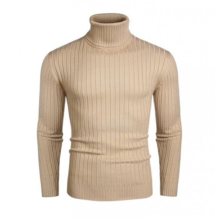 Herrar polokraged sweater i elastiskt stickmaterial med fint ribbmönster Eva Jonsson-Eva Jonsson
