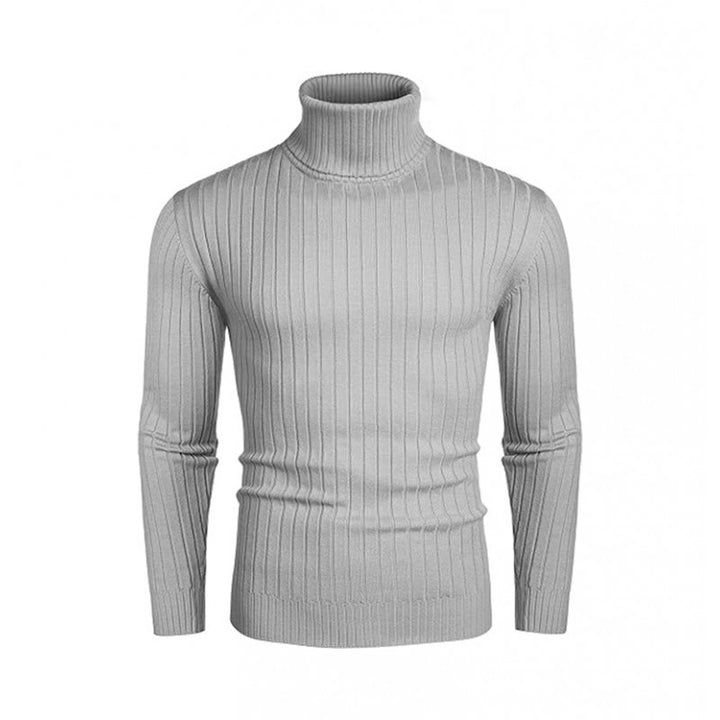 Herrar polokraged sweater i elastiskt stickmaterial med fint ribbmönster Eva Jonsson-Eva Jonsson