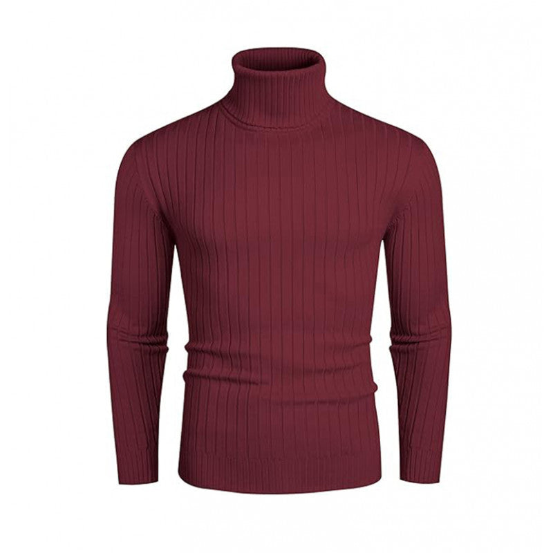 Herrar polokraged sweater i elastiskt stickmaterial med fint ribbmönster Eva Jonsson-Eva Jonsson