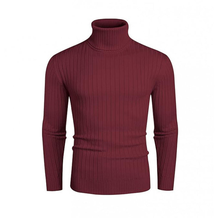 Herrar polokraged sweater i elastiskt stickmaterial med fint ribbmönster Eva Jonsson-Eva Jonsson