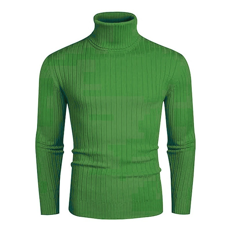 Herrar polokraged sweater i elastiskt stickmaterial med fint ribbmönster Eva Jonsson-Eva Jonsson