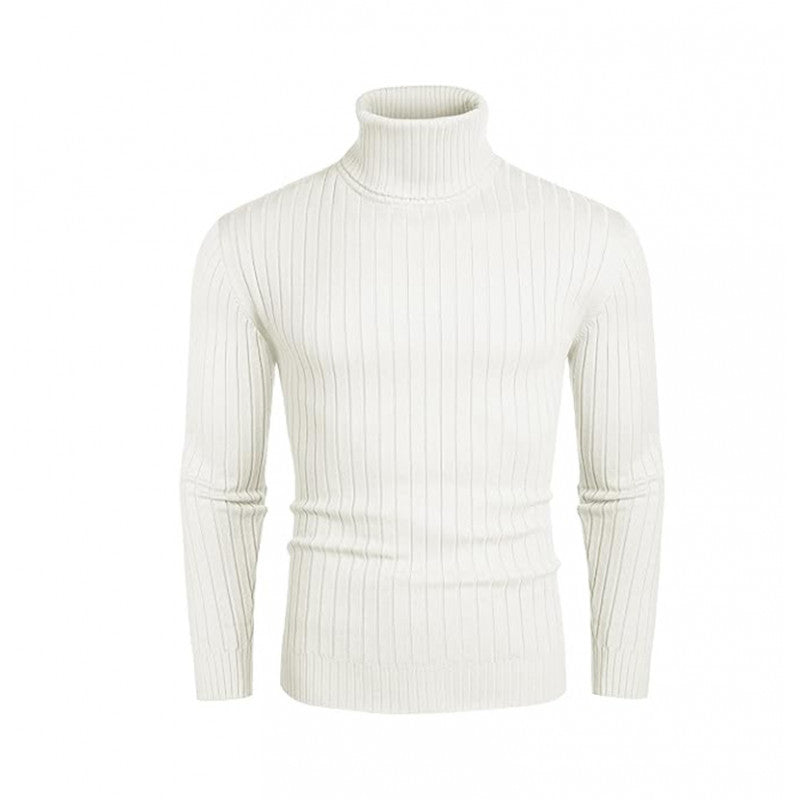 Herrar polokraged sweater i elastiskt stickmaterial med fint ribbmönster Eva Jonsson-Eva Jonsson