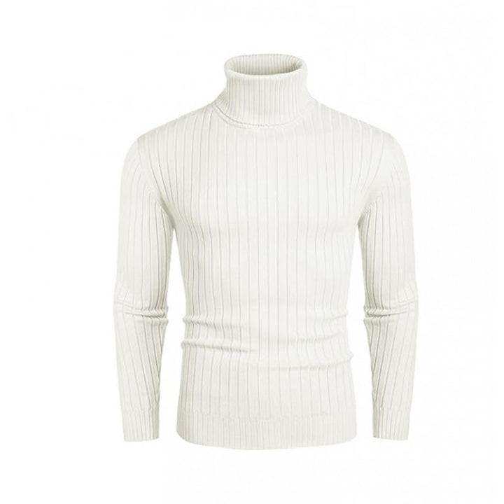 Herrar polokraged sweater i elastiskt stickmaterial med fint ribbmönster Eva Jonsson-Eva Jonsson