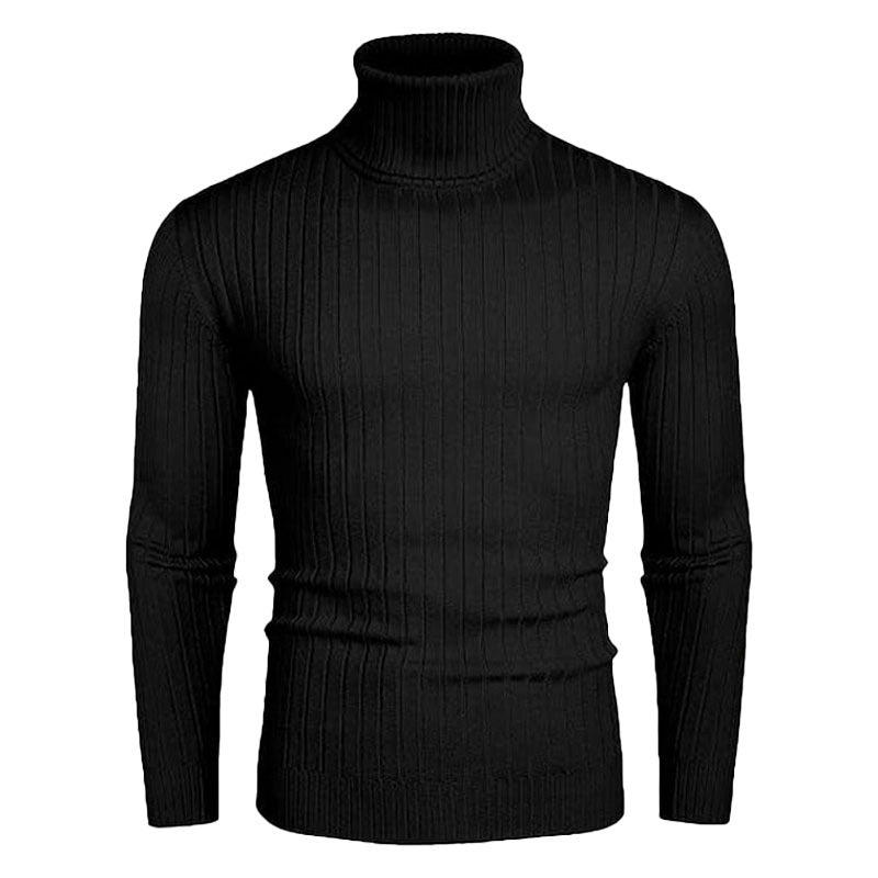 Herrar polokraged sweater i elastiskt stickmaterial med fint ribbmönster Eva Jonsson-Eva Jonsson