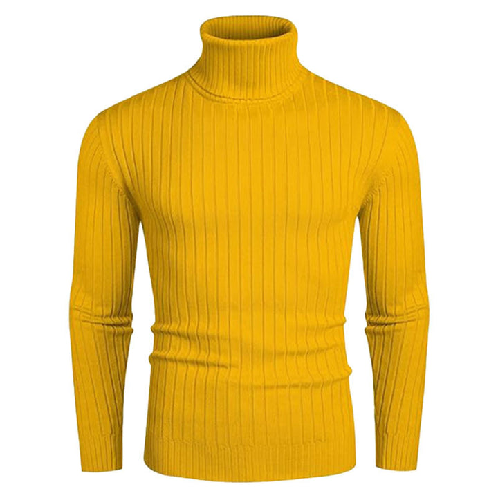 Herrar polokraged sweater i elastiskt stickmaterial med fint ribbmönster Eva Jonsson-Eva Jonsson