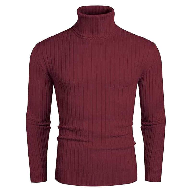 Herrar polokraged sweater i elastiskt stickmaterial med fint ribbmönster Eva Jonsson-Eva Jonsson
