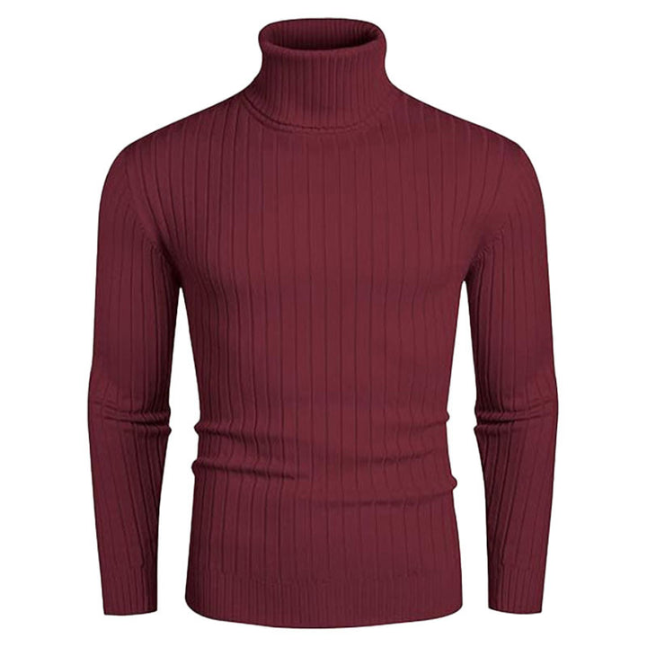 Herrar polokraged sweater i elastiskt stickmaterial med fint ribbmönster Eva Jonsson-Eva Jonsson