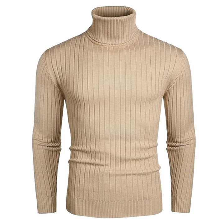 Herrar polokraged sweater i elastiskt stickmaterial med fint ribbmönster Eva Jonsson-Eva Jonsson