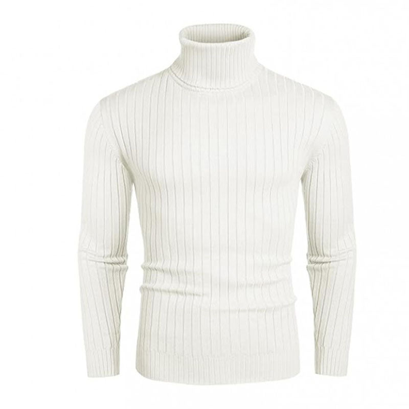 Herrar polokraged sweater i elastiskt stickmaterial med fint ribbmönster Eva Jonsson-Eva Jonsson