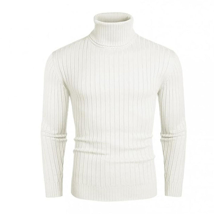Herrar polokraged sweater i elastiskt stickmaterial med fint ribbmönster Eva Jonsson-Eva Jonsson