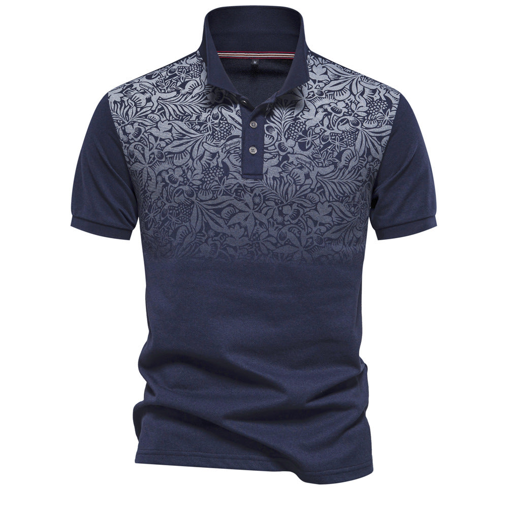 Herrar poloshirt med blommönster och klassisk krage Mirla-Eva Jonsson