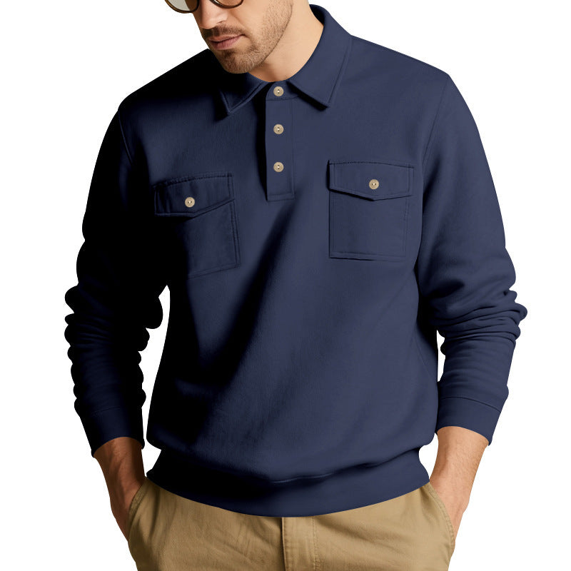 Herrar poloshirt med bröstfickor och knapplist Mirla-Eva Jonsson
