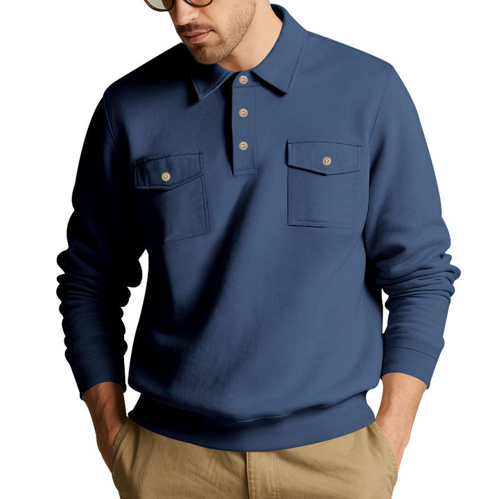 Herrar poloshirt med bröstfickor och knapplist Mirla-Eva Jonsson
