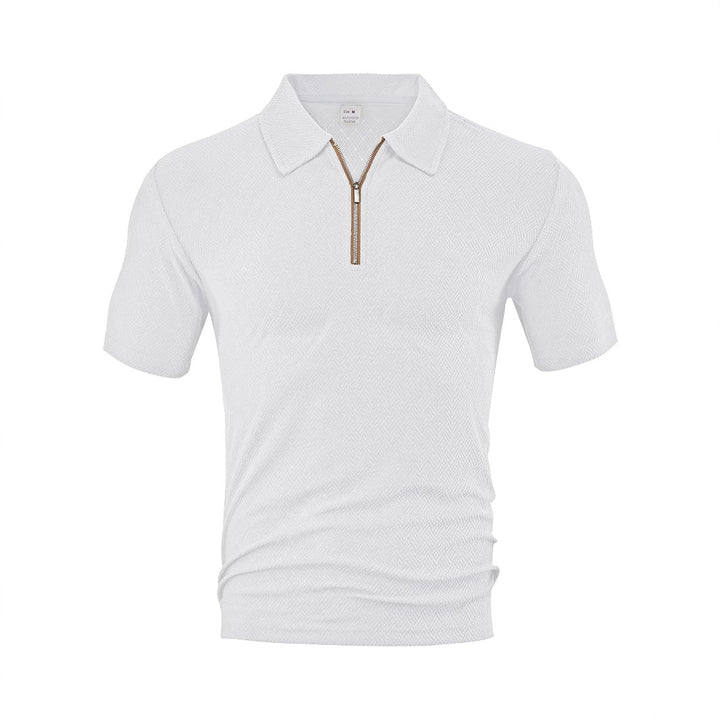 Herrar poloshirt med innovativ dragkedja och strukturerat tyg Mirla-Eva Jonsson
