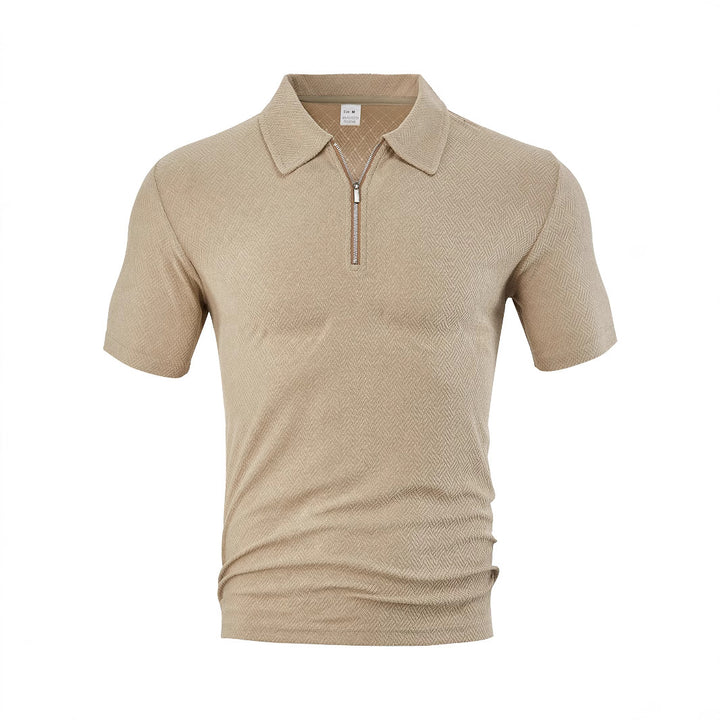 Herrar poloshirt med innovativ dragkedja och strukturerat tyg Mirla-Eva Jonsson