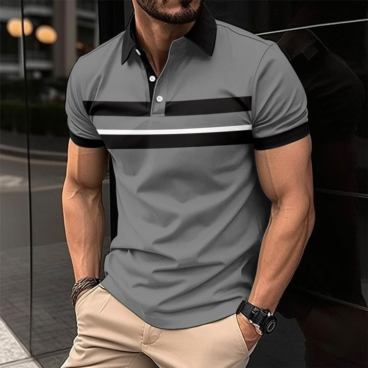 Herrar poloshirt med modern kontraststripe och andningsbar struktur Mirla-Eva Jonsson