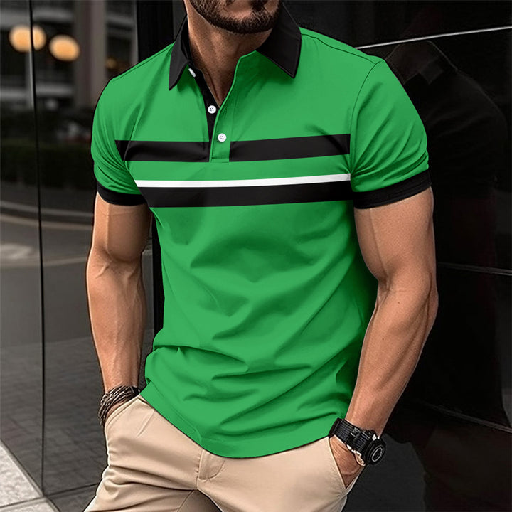 Herrar poloshirt med modern kontraststripe och andningsbar struktur Mirla-Eva Jonsson