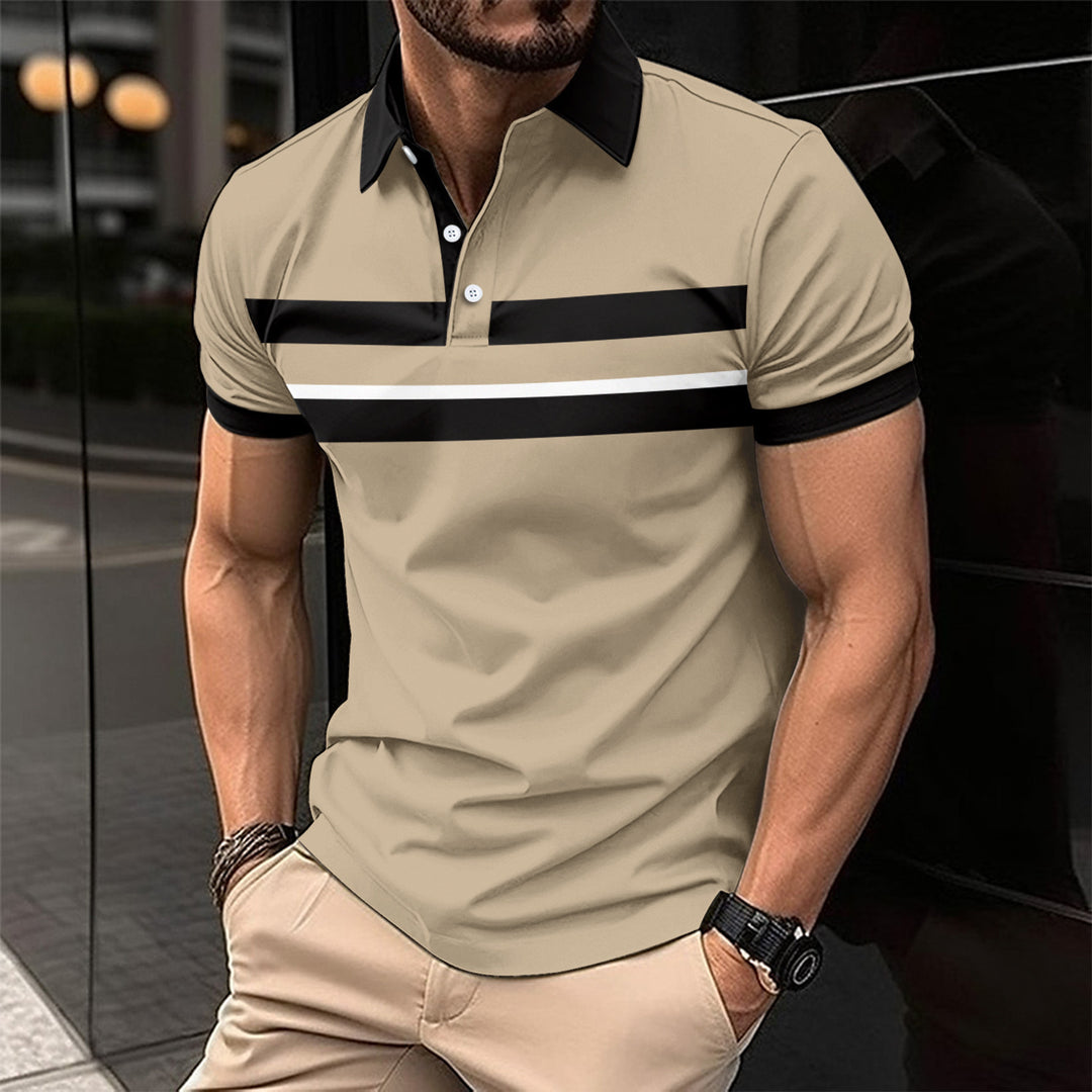Herrar poloshirt med modern kontraststripe och andningsbar struktur Mirla-Eva Jonsson