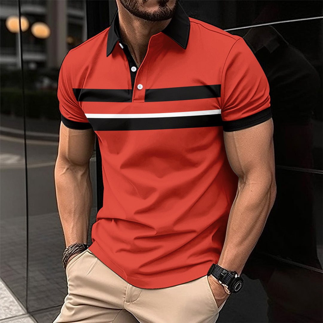 Herrar poloshirt med modern kontraststripe och andningsbar struktur Mirla-Eva Jonsson