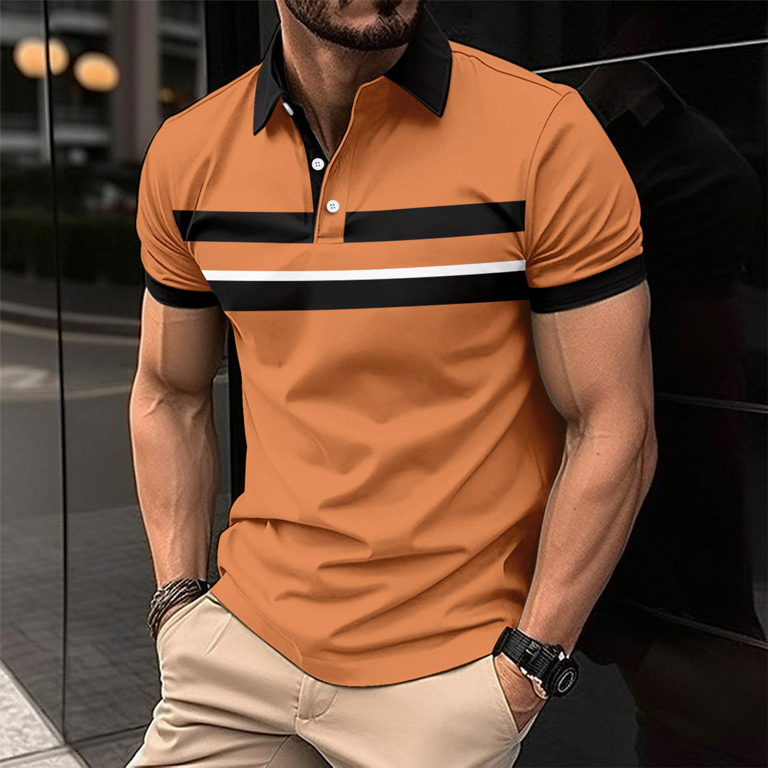 Herrar poloshirt med modern kontraststripe och andningsbar struktur Mirla-Eva Jonsson