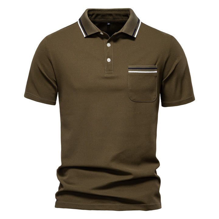 Herrar poloshirt med modern randaccent och sammetslen tyg Mirla-Eva Jonsson