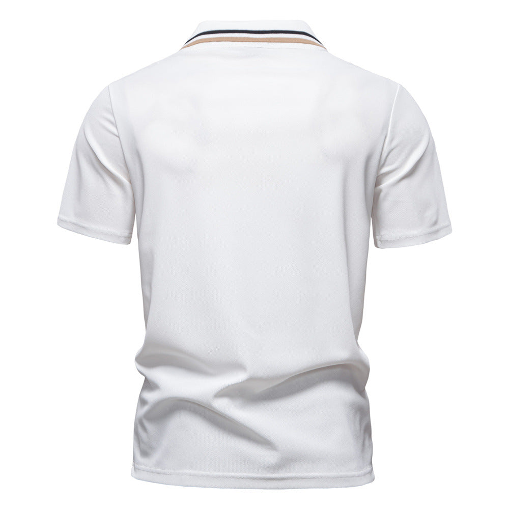 Herrar poloshirt med modern randaccent och sammetslen tyg Mirla-Eva Jonsson
