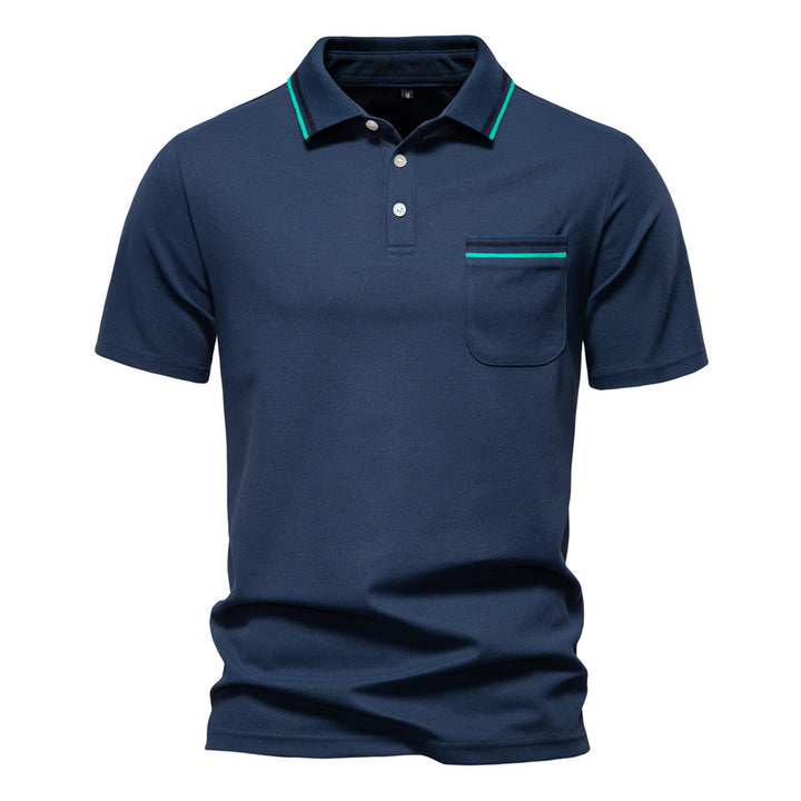 Herrar poloshirt med modern randaccent och sammetslen tyg Mirla-Eva Jonsson