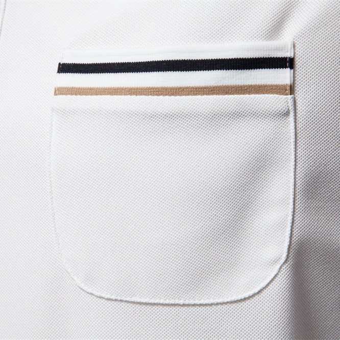 Herrar poloshirt med modern randaccent och sammetslen tyg Mirla-Eva Jonsson