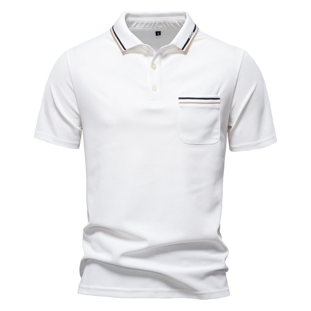 Herrar poloshirt med modern randaccent och sammetslen tyg Mirla-Eva Jonsson