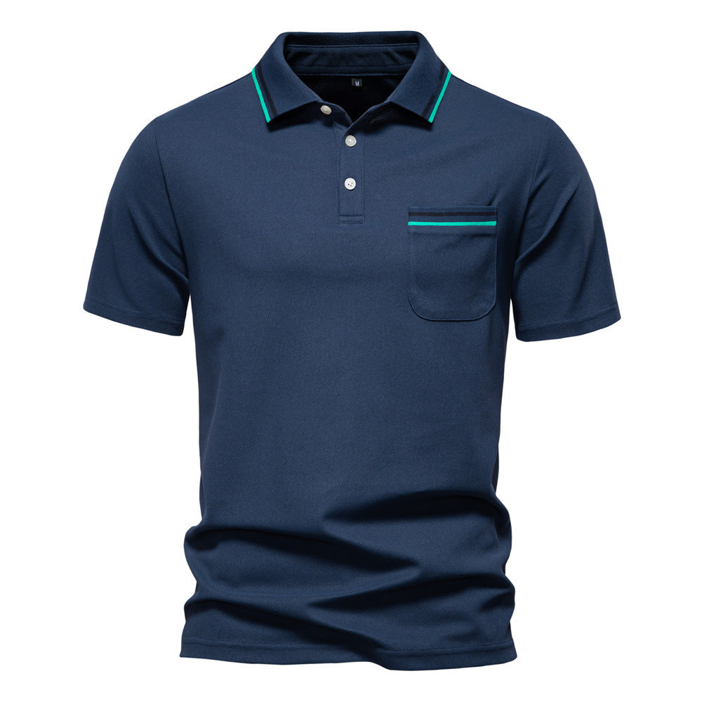 Herrar poloshirt med modern randaccent och sammetslen tyg Mirla-Eva Jonsson