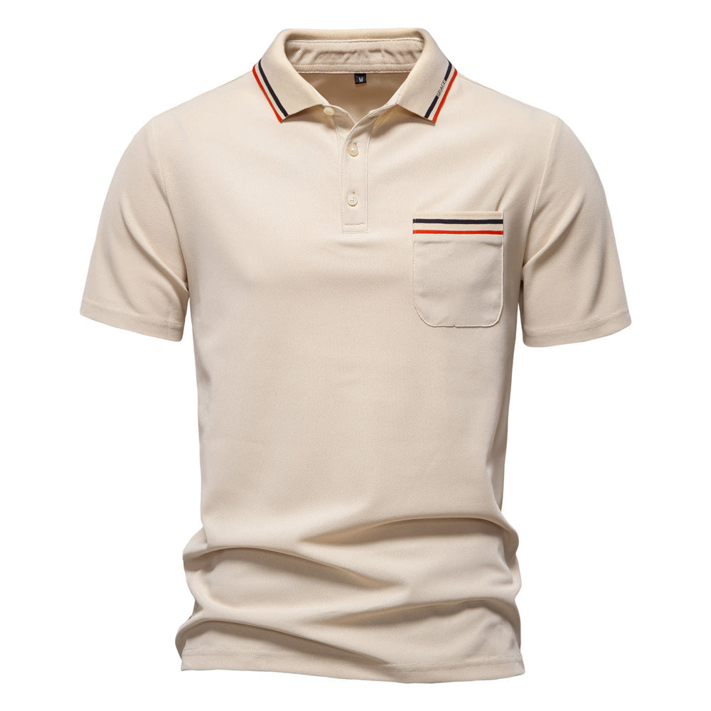 Herrar poloshirt med modern randaccent och sammetslen tyg Mirla-Eva Jonsson