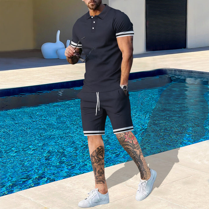 Herrar polotröja och shorts-set med sportiga accenter Eva Jonsson-Eva Jonsson