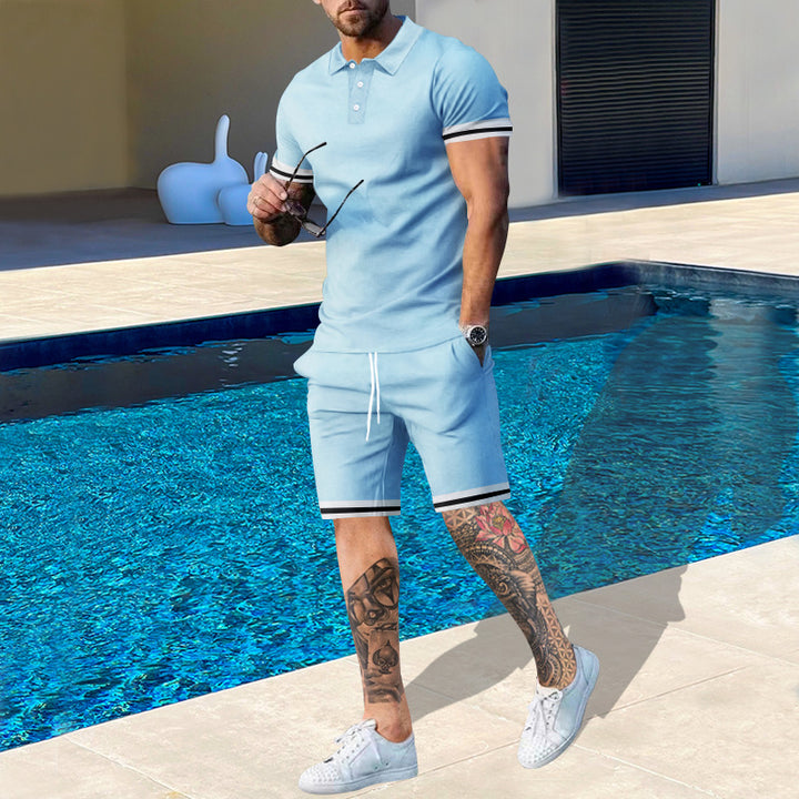 Herrar polotröja och shorts-set med sportiga accenter Eva Jonsson-Eva Jonsson