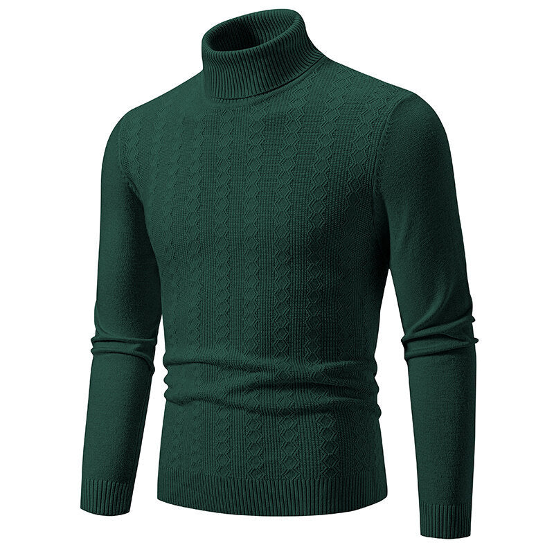 Herrar rullkragepullover med strukturerat flätningsdesign Mirla-Eva Jonsson
