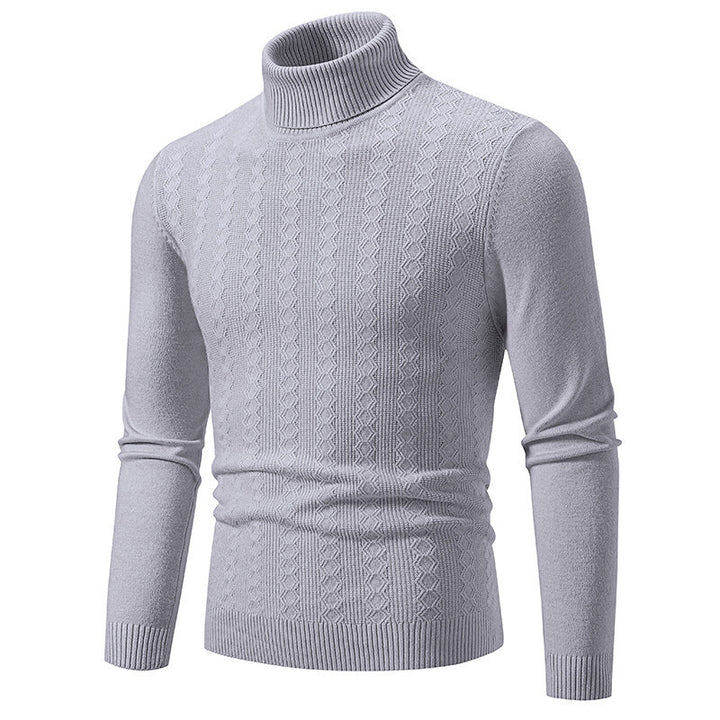Herrar rullkragepullover med strukturerat flätningsdesign Mirla-Eva Jonsson