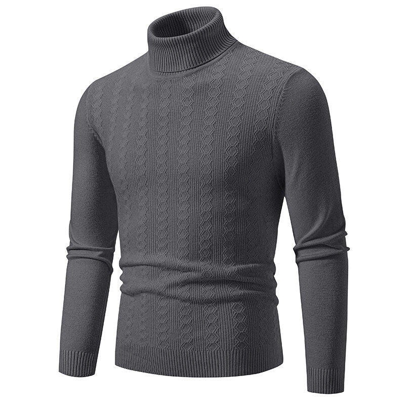 Herrar rullkragepullover med strukturerat flätningsdesign Mirla-Eva Jonsson