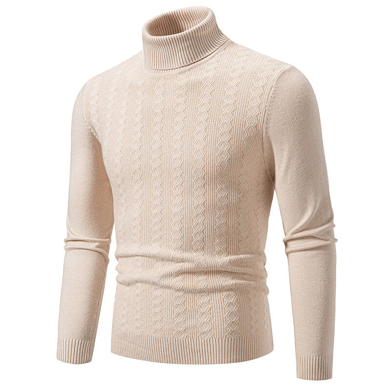 Herrar rullkragepullover med strukturerat flätningsdesign Mirla-Eva Jonsson