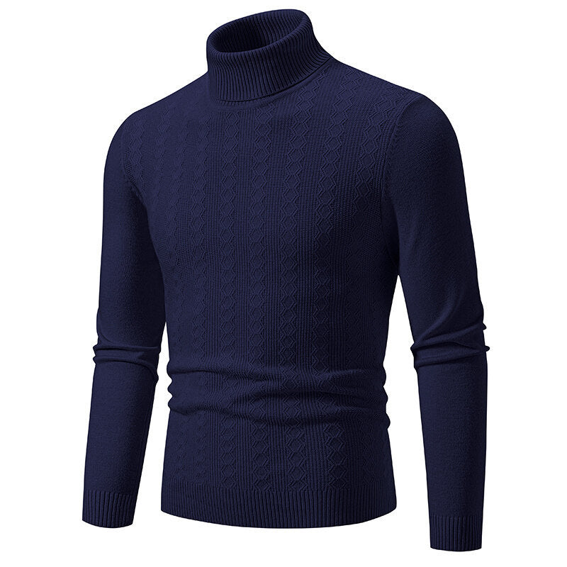 Herrar rullkragepullover med strukturerat flätningsdesign Mirla-Eva Jonsson