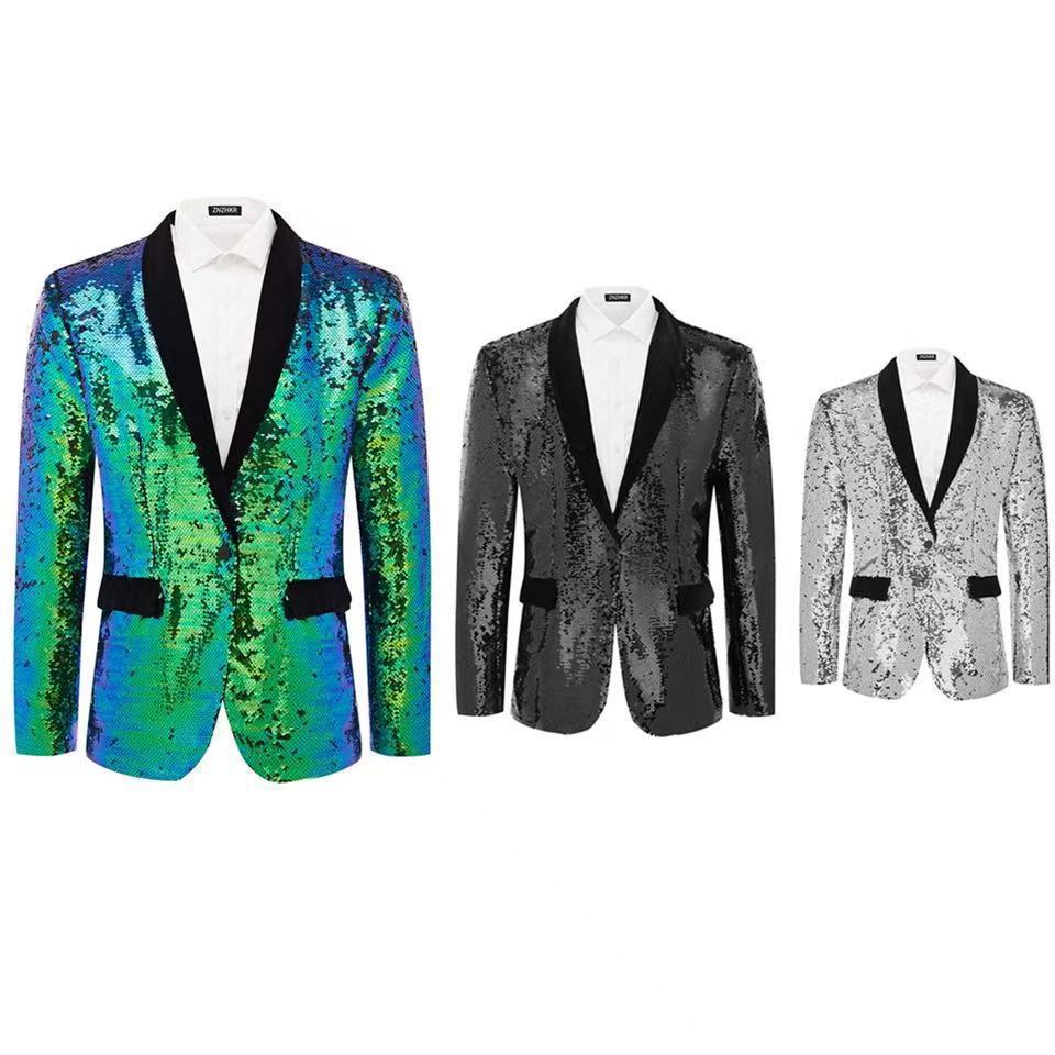 Herrar smokingblazer med glänsande paljetter och elegant satinkrag Mirla-Eva Jonsson