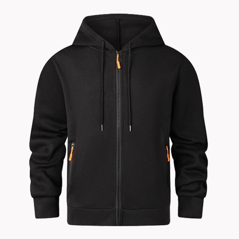 Herrar sportig fleece-hoodie med funktionella dragkedjefickor Mirla-Eva Jonsson