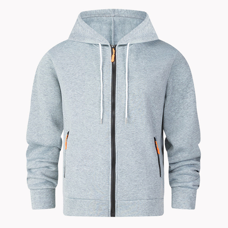 Herrar sportig fleece-hoodie med funktionella dragkedjefickor Mirla-Eva Jonsson