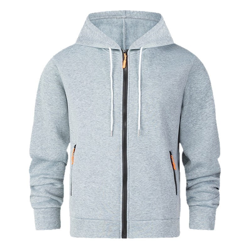 Herrar sportig fleece-hoodie med funktionella dragkedjefickor Mirla-Eva Jonsson