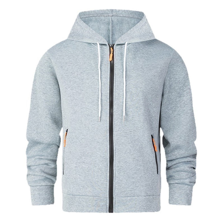 Herrar sportig fleece-hoodie med funktionella dragkedjefickor Mirla-Eva Jonsson