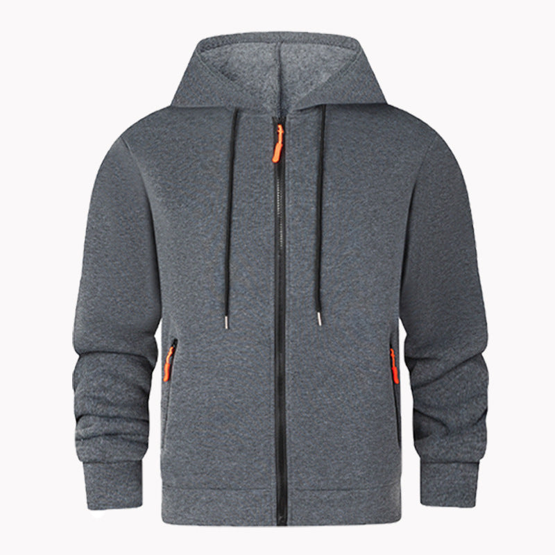 Herrar sportig fleece-hoodie med funktionella dragkedjefickor Mirla-Eva Jonsson