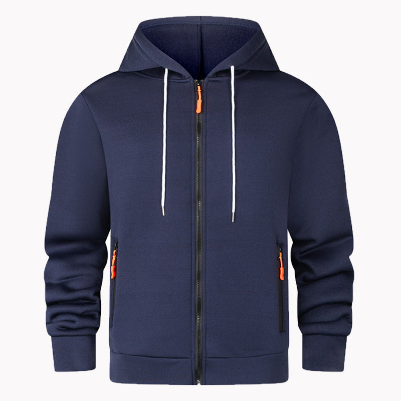 Herrar sportig fleece-hoodie med funktionella dragkedjefickor Mirla-Eva Jonsson