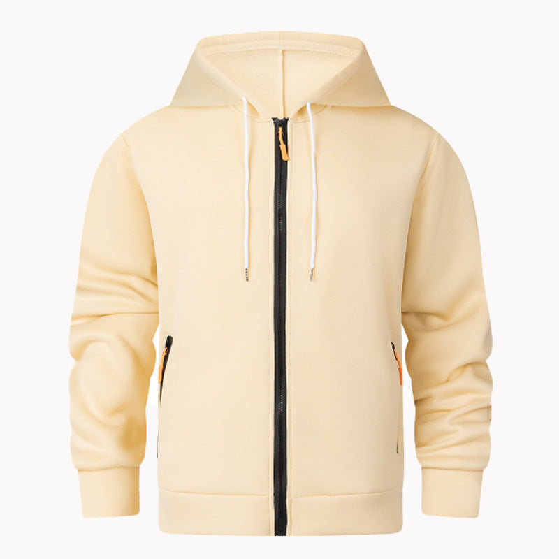 Herrar sportig fleece-hoodie med funktionella dragkedjefickor Mirla-Eva Jonsson
