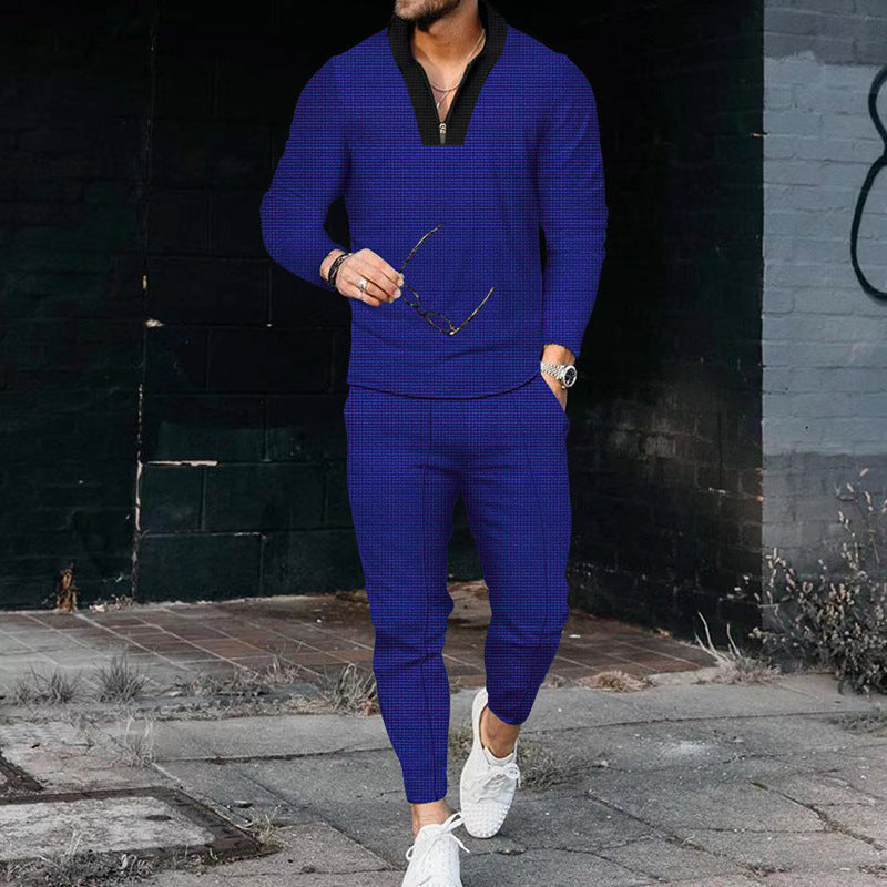 Herrar sportig fritids-joggingdräkt med högt krage och elegant struktur Eva Jonsson-Eva Jonsson