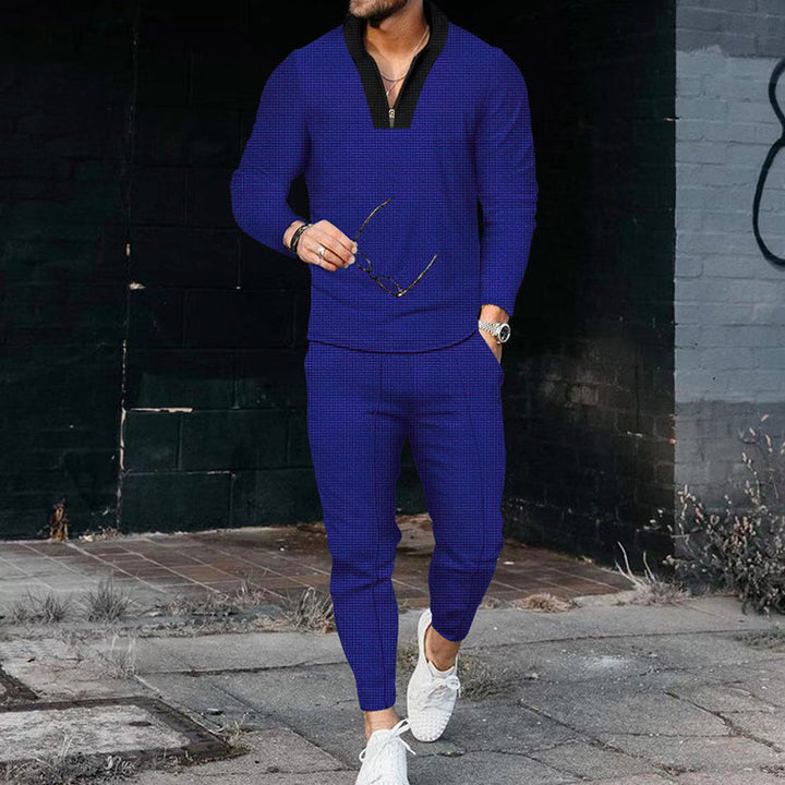 Herrar sportig fritids-joggingdräkt med högt krage och elegant struktur Eva Jonsson-Eva Jonsson