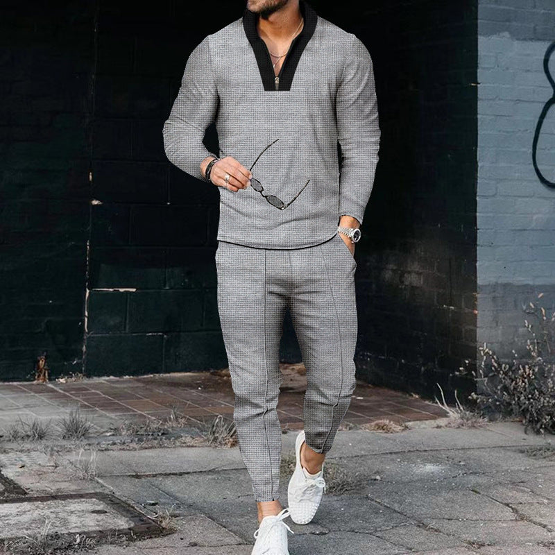 Herrar sportig fritids-joggingdräkt med högt krage och elegant struktur Eva Jonsson-Eva Jonsson